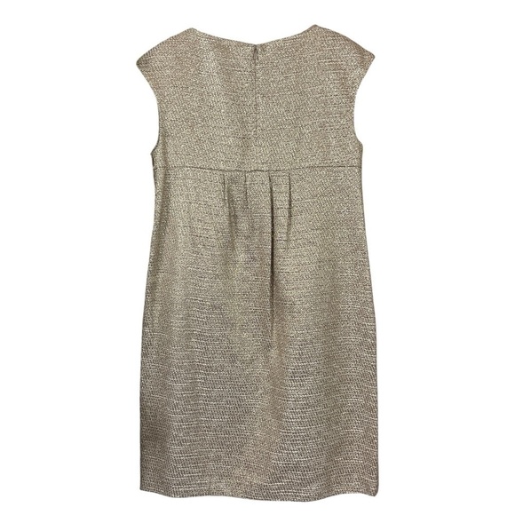 Michael Kors Italy Tweed Silk Metallic Blend Cocktail Dress Gold Beige Size 6 - Picture 2 of 10